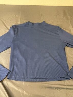 Women's Ribbed Long Sleeve Tee - Navy